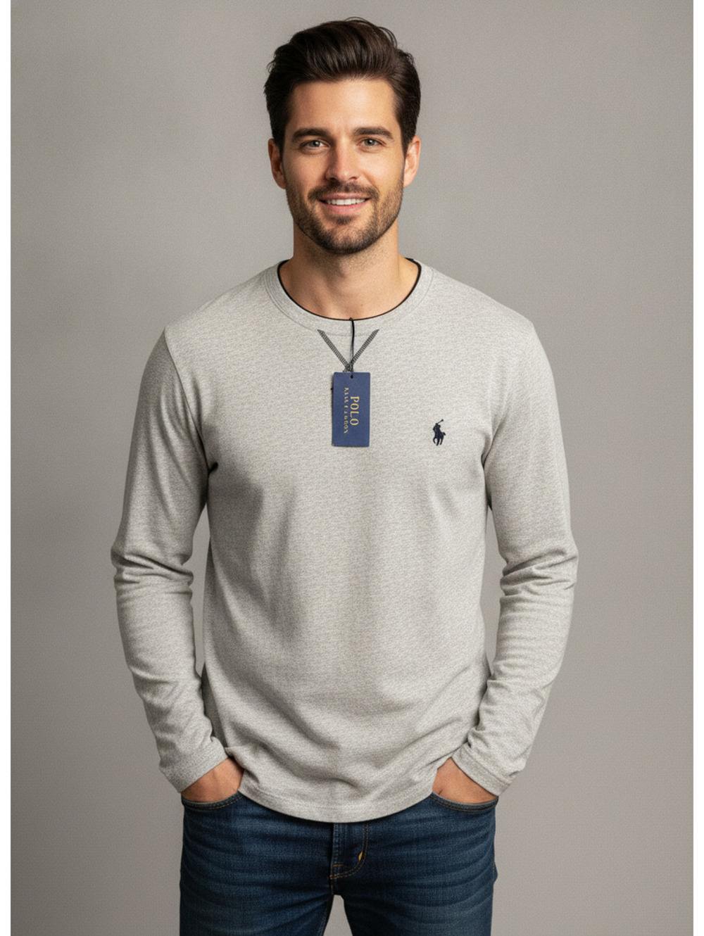 Polo Ralph Lauren Men's Long Sleeve Crew Neck Shirt Gray